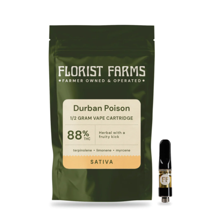 VapeMylar_FloristFarms_DurbanPoison_VapeCartridge_0.5g
